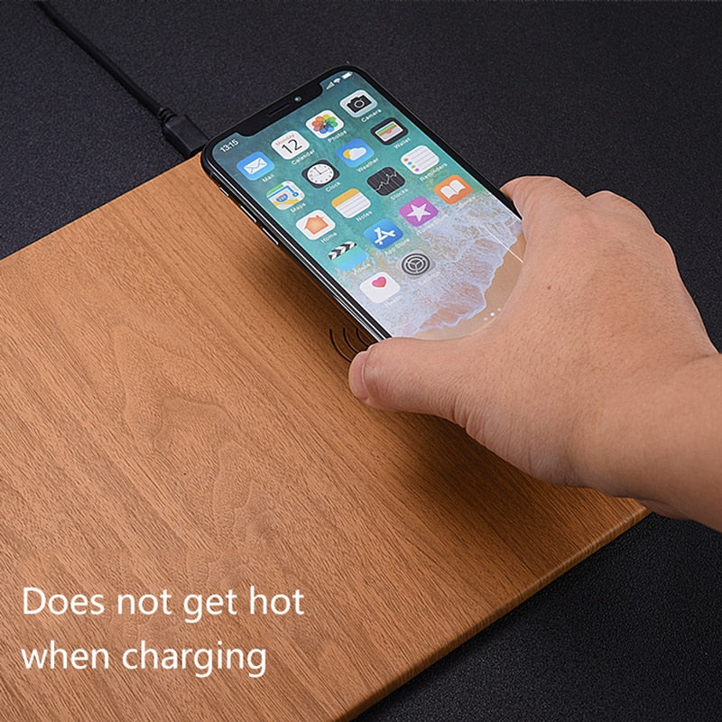 Leather Wood Wireless Charging Mouse Pad